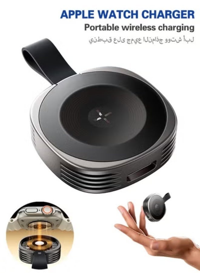 ESSAGER Magnetic Wireless Watch Charger, Ultra-Thin 9mm 2.5W Fast Charging Dock with Dual Ports, Portable Smartwatch Charger Compatible with Apple Watch Series 2-9 SE Ultra, Lightweight Watch Charger for Travel - Image 1